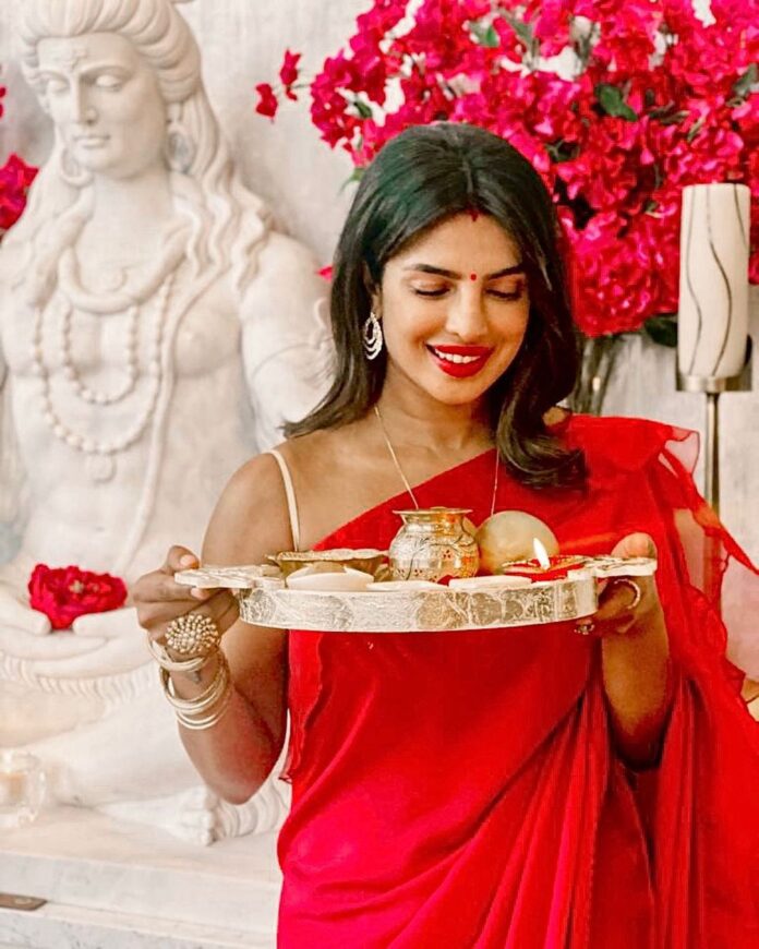 Priyanka Chopra Karwa Chauth look